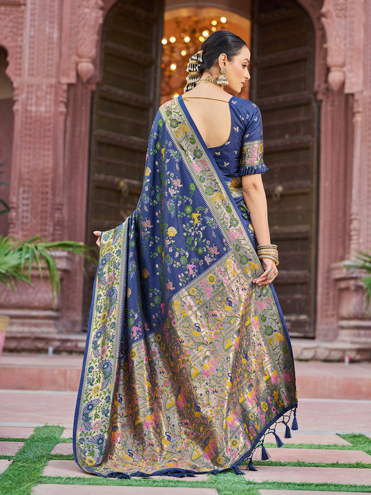 Blue Soft Silk Festive Wear Saree With Blouse Piece