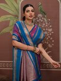 Wine Tussar Silk Handloom Weaving Saree With Blouse Piece