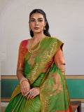 Green Pure Silk Handloom Weaving Saree With Blouse Piece