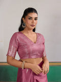 Pink Pure Satin Handloom Weaving Saree With Blouse Piece