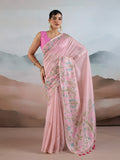 Pink Handloom Zari Tissue - Brasso Weaving Saree With Blouse Piece