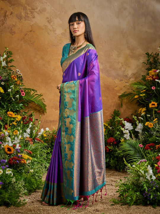 Wine Pure Silk Handloom Weaving Saree With Blouse Piece