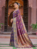 Violet Soft Silk Festive Wear Saree With Blouse Piece