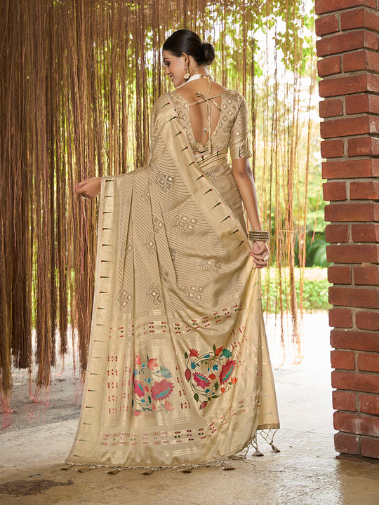 Gold Brasso Festive Wear Saree With Blouse Piece