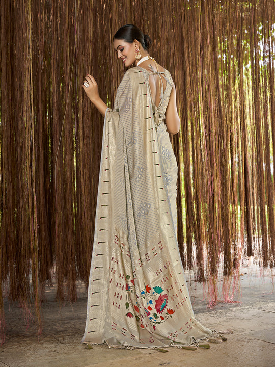 Grey Brasso Festive Wear Saree With Blouse Piece