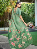 Teal Tissue Festive Wear Saree With Blouse Piece