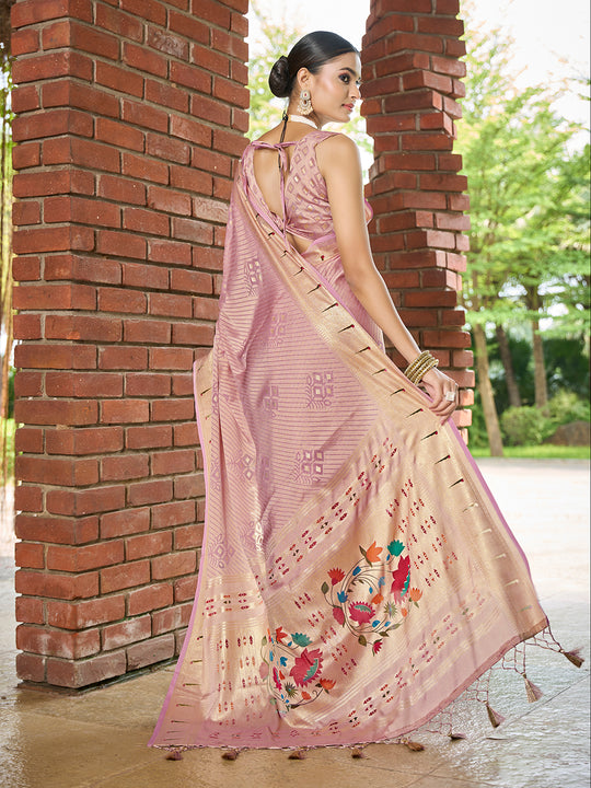 Pink Brasso Festive Wear Saree With Blouse Piece