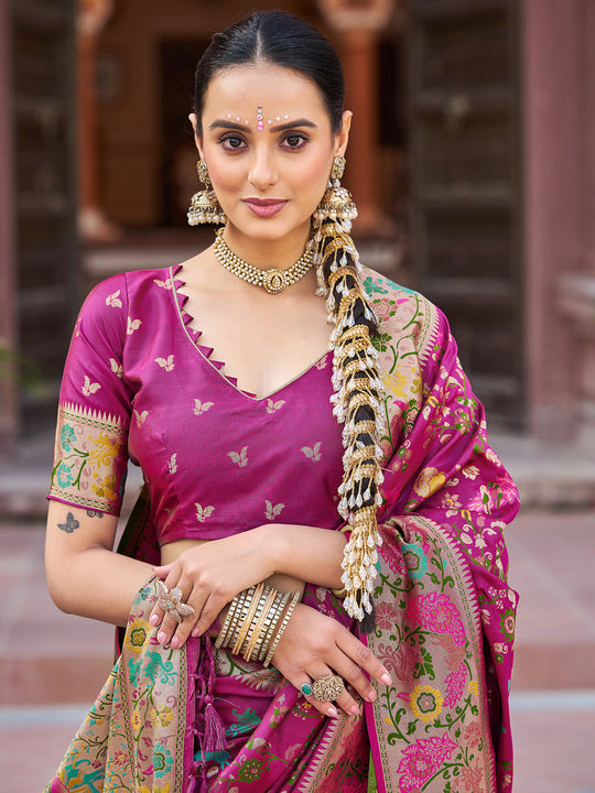 Pink Soft Silk Festive Wear Saree With Blouse Piece