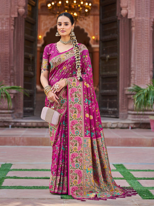 Pink Soft Silk Festive Wear Saree With Blouse Piece