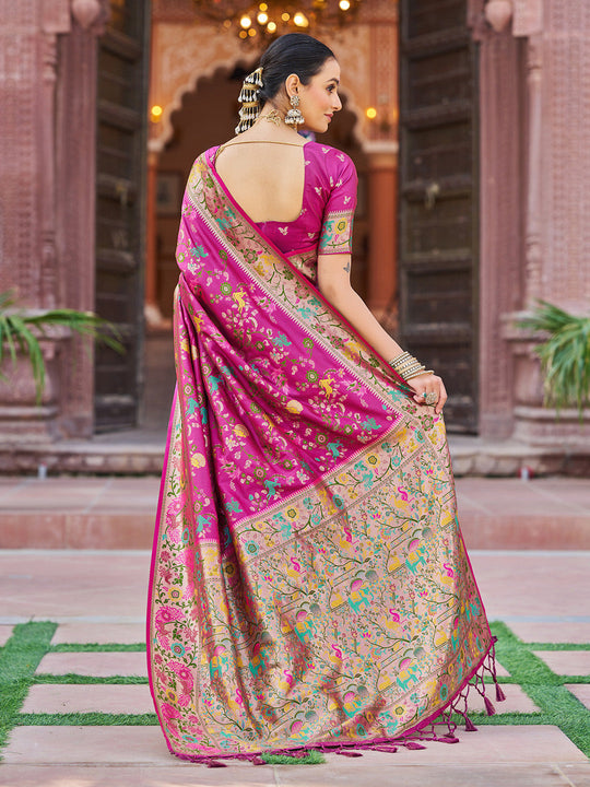 Pink Soft Silk Festive Wear Saree With Blouse Piece
