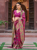 Pink Soft Silk Festive Wear Saree With Blouse Piece