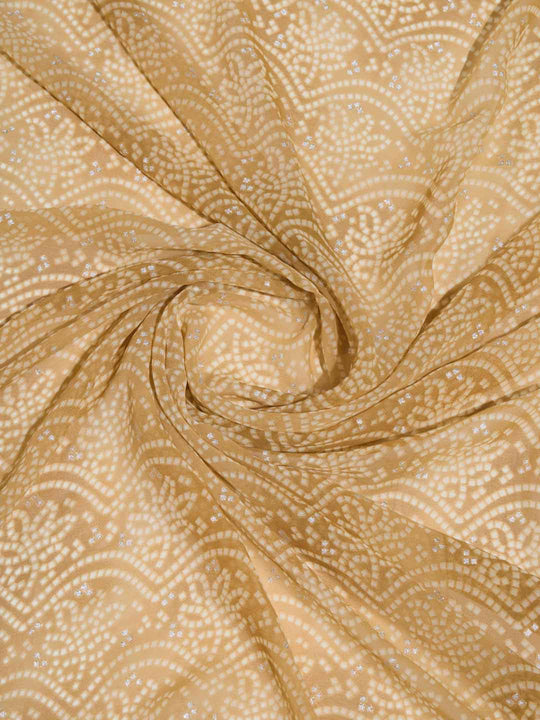 Yellow Georgette Swarovski Stone Embellished Printed Saree With Blouse Piece