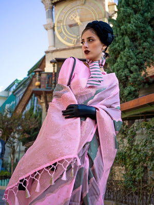 Pink Soft Silk Saree With Blouse Piece