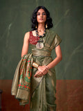 Green Paithani Tissue Saree With Blouse Piece