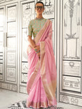 Pink Party Wear Chiffon Saree With Blouse Piece