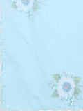 Sky Blue Digital Printed Organza Saree With Satin Green Blouse Piece
