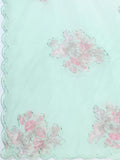 Light Green Digital Printed Organza Saree With Satin Green Blouse Piece