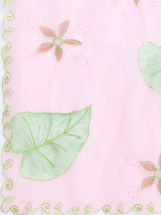 Lavender Digital Printed Organza Saree With Satin Green Blouse Piece