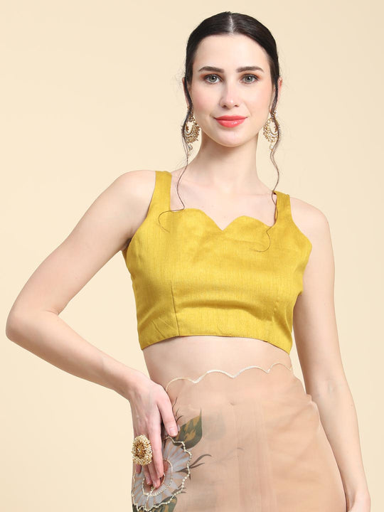 Peach Digital Printed Organza Saree With Satin Yellow Blouse Piece