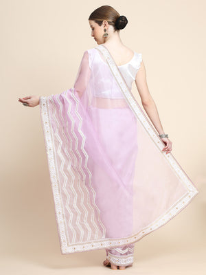 Lavender Organza Saree With Blouse Piece
