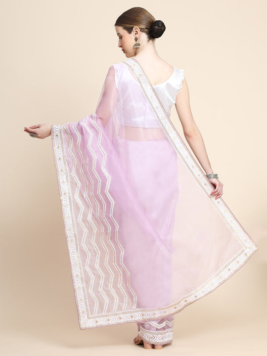 Lavender Organza Saree With Blouse Piece