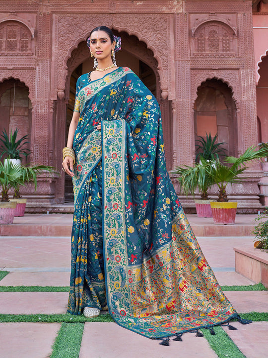 Green Soft Silk Festive Wear Saree With Blouse Piece