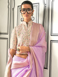 Lavender Party Wear Chiffon Saree With Blouse Piece
