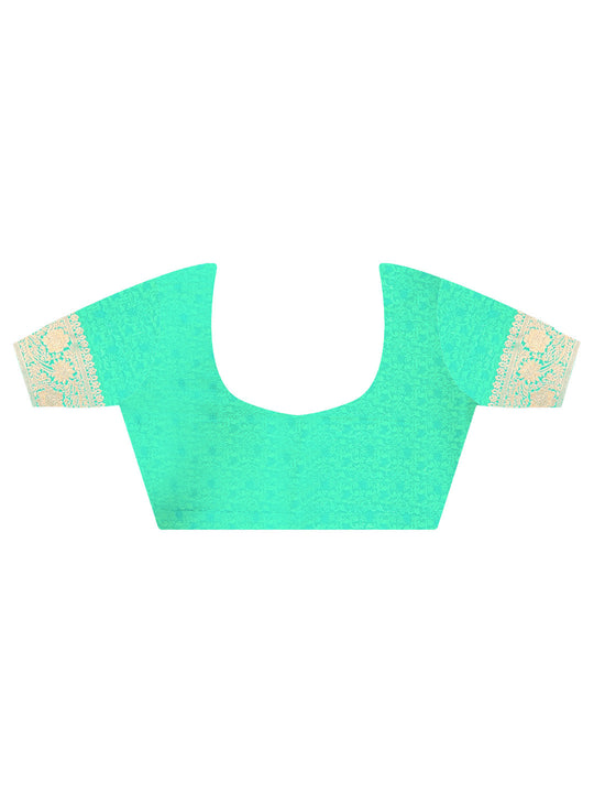 Green Kanjivaram Silk Saree With Blouse Piece