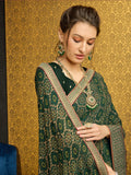 Green Georgette Daily Wear Saree With Blouse Piece