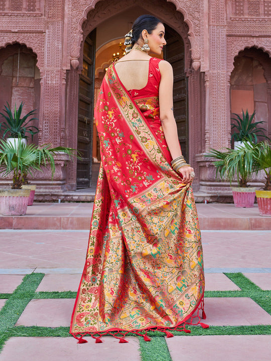 Red Soft Silk Festive Wear Saree With Blouse Piece