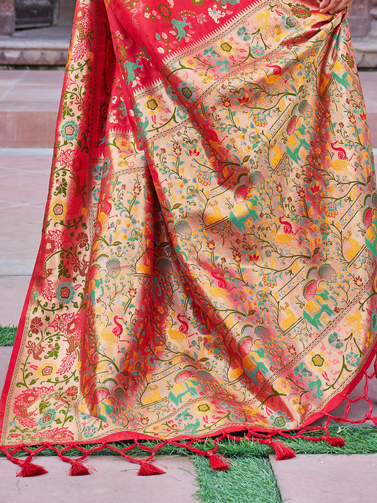 Red Soft Silk Festive Wear Saree With Blouse Piece