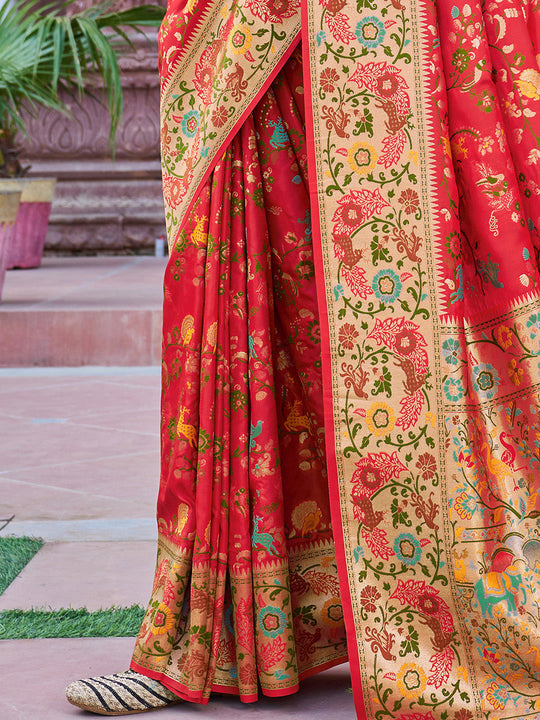 Red Soft Silk Festive Wear Saree With Blouse Piece