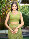 Green Tissue Festive Wear Saree With Blouse Piece