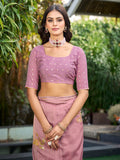 Pink Tissue Festive Wear Saree With Blouse Piece