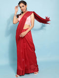 Red Cotton Saree With Blouse Piece