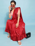 Red Cotton Saree With Blouse Piece