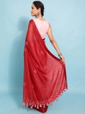 Red Cotton Saree With Blouse Piece