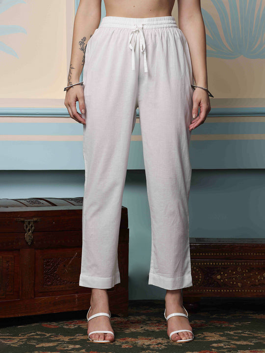 V-Neck Floral Printed Empire Pure Cotton A-Line Kurta with Trousers & Dupatta