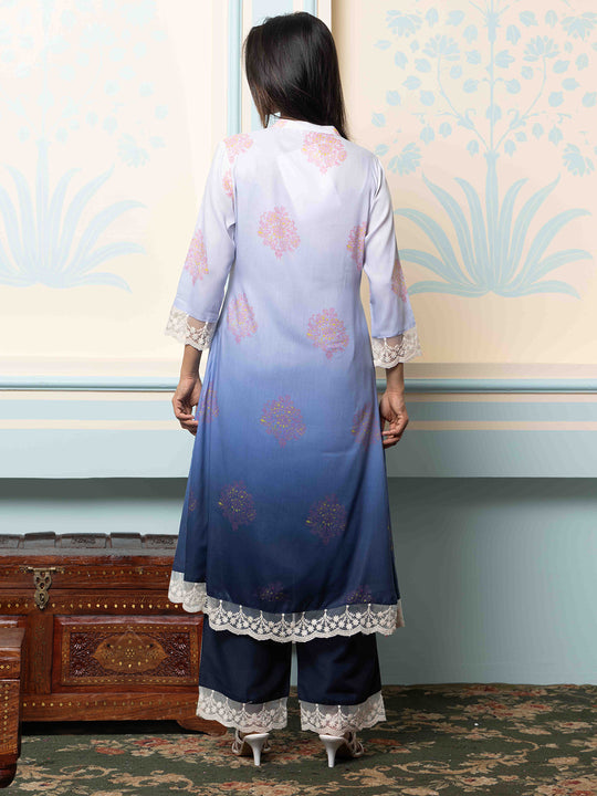 Women Ethnic Motifs Printed Regular Thread Work Kurta with Trousers