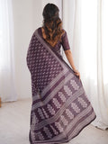 Soft Pure Cotton Hand Bagru Print Sarees With Blouse Pice