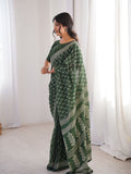 Soft Pure Cotton Hand Bagru Print Sarees With Blouse Pice