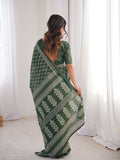 Soft Pure Cotton Hand Bagru Print Sarees With Blouse Pice
