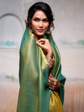Green Pure Handloom Tissue Saree With Blouse Piece