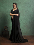 Poly Chiffon Dyed Saree With Heavy Embroidered Blouse Piece