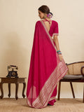Maroon Vichitra Soft Silk Saree With Blouse Piece
