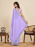 Lavender Georgette Soft Silk Saree With Blouse Piece