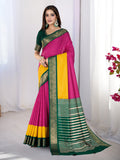 Pure Silk Woven Zari Saree With Jacquard Border And Blouse Piece