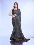 Grey Poly Silk Daily Wear Saree With Blouse Piece