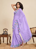 Lavender Georgette Soft Silk Saree With Blouse Piece