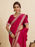 Maroon Vichitra Soft Silk Saree With Blouse Piece